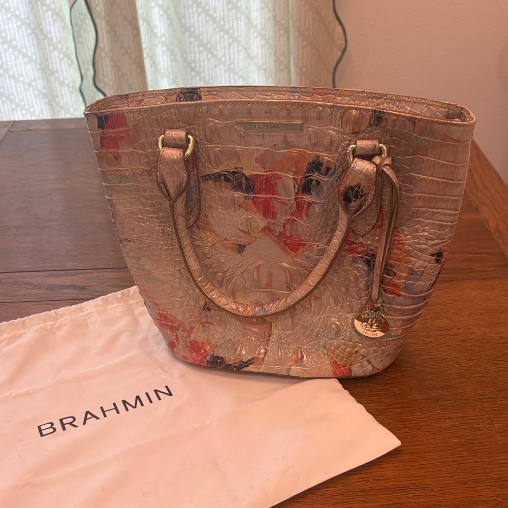 NWT Brahmin Small Bowie Leather Satchel/Shoulder Bag in Oasis Melbourne